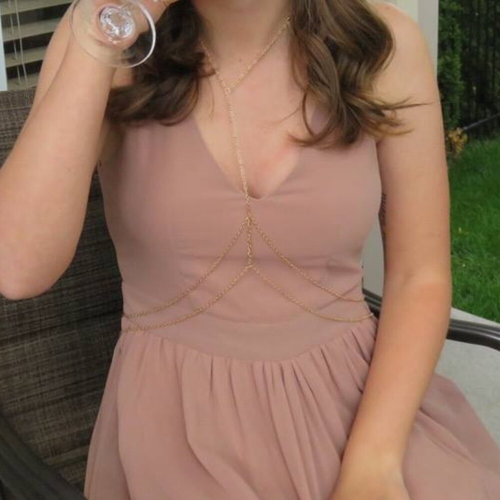 Windsor Store Evening Dress – Blush or Taupe, Size Small (US 3-5, UK 8, EU 36)